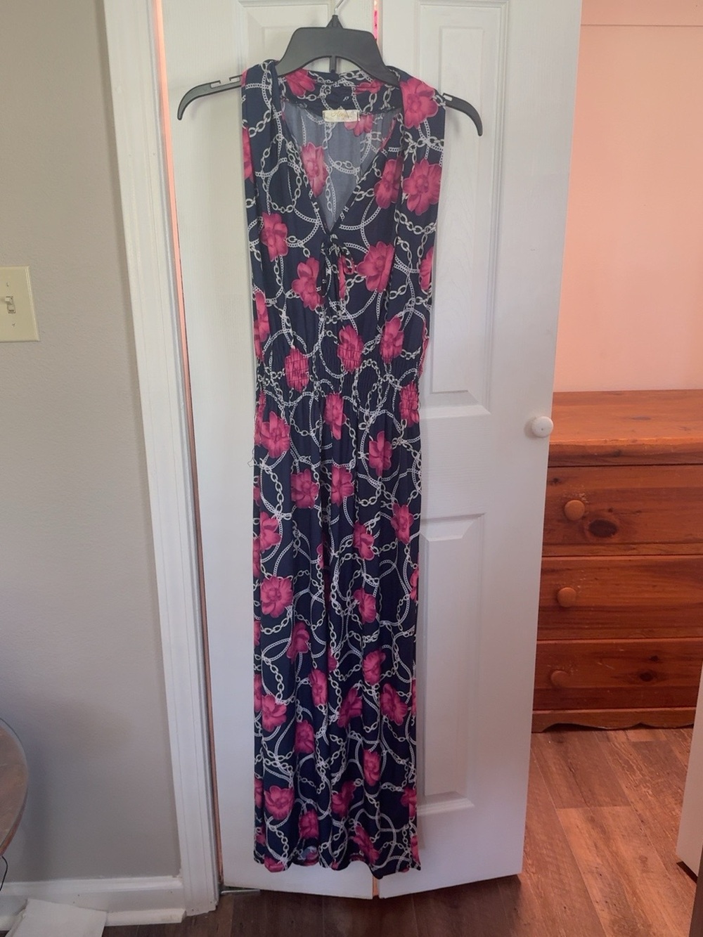 Ace Fashion 2X Floral Chain Print Sleeveless Maxi Dress